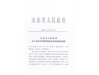 Enterprises with outstanding contribution to energy conservation in Shandong Province in 2013