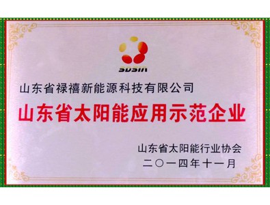 Demonstration enterprise of solar energy application in Shandong Province
